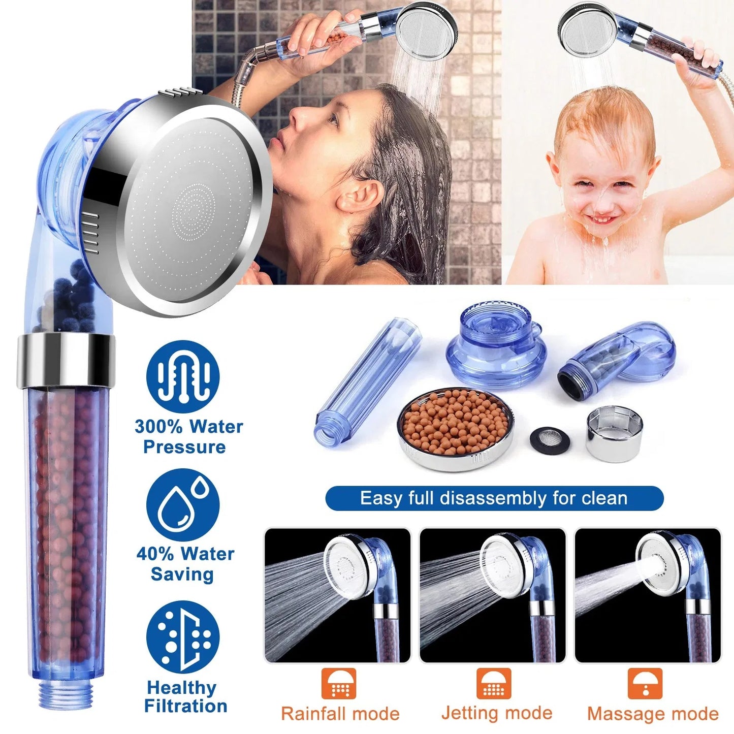 Shower Head High Pressure 3 Mode