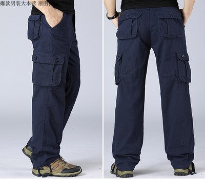 Cross-border export foreign trade multi-pocket men's workwear trousers loose trousers plus size plus size labor protection casual straight trousers