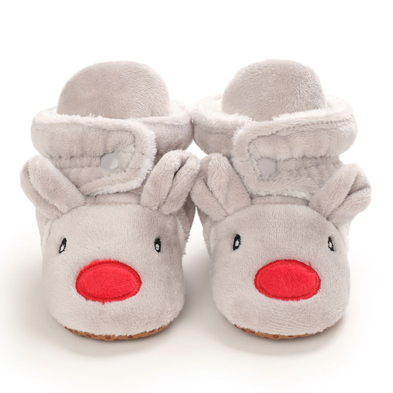 Autumn and winter warm baby shoes 0-1 years old soft sole cotton shoes boys and girls baby plus velvet shoes toddler shoes snow boots