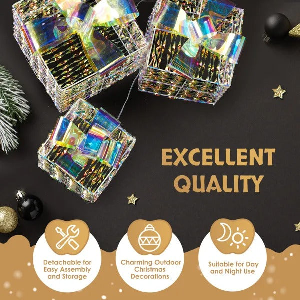 3Pc Lighted Iridescent Gift Boxes