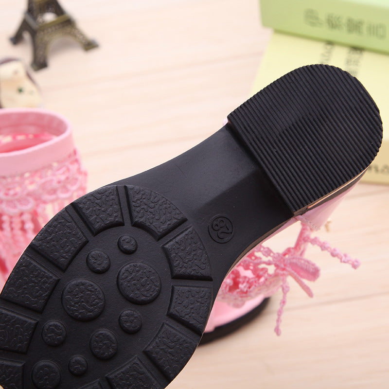 Children's shoes girls sandals summer 2023 new fashion Korean princess shoes big children soft bottom students Roman shoes
