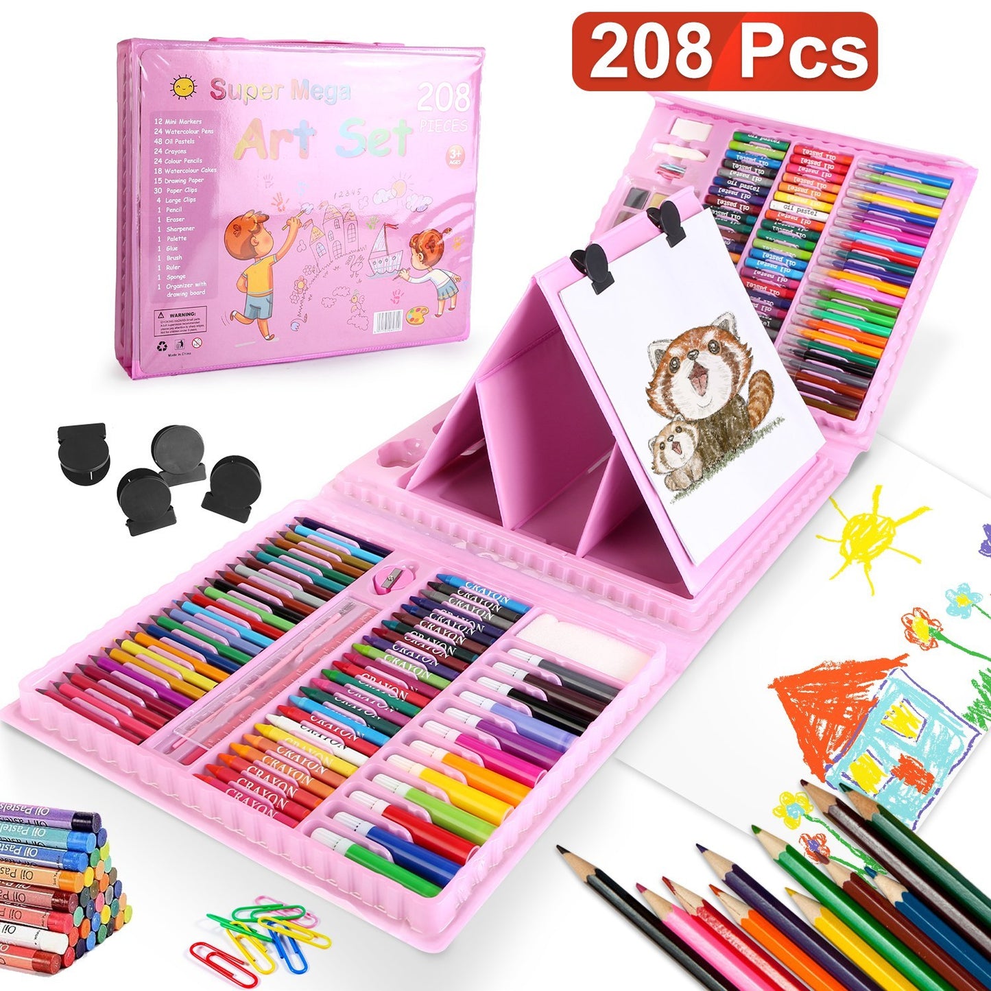 208Pcs Drawing Art Kit Art Supplies For 3 To 12Years Old Girls Boys Art Storage Box \Gift For Kids