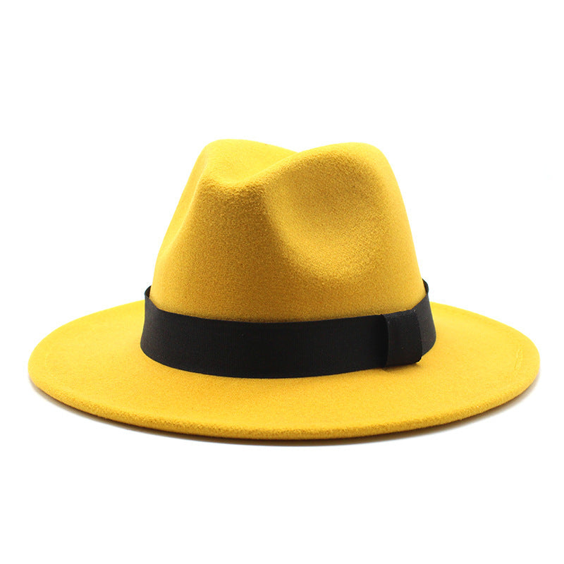 New Panama Flat Brim Fedora Hat Woolen Hat Men's And Women's Hats