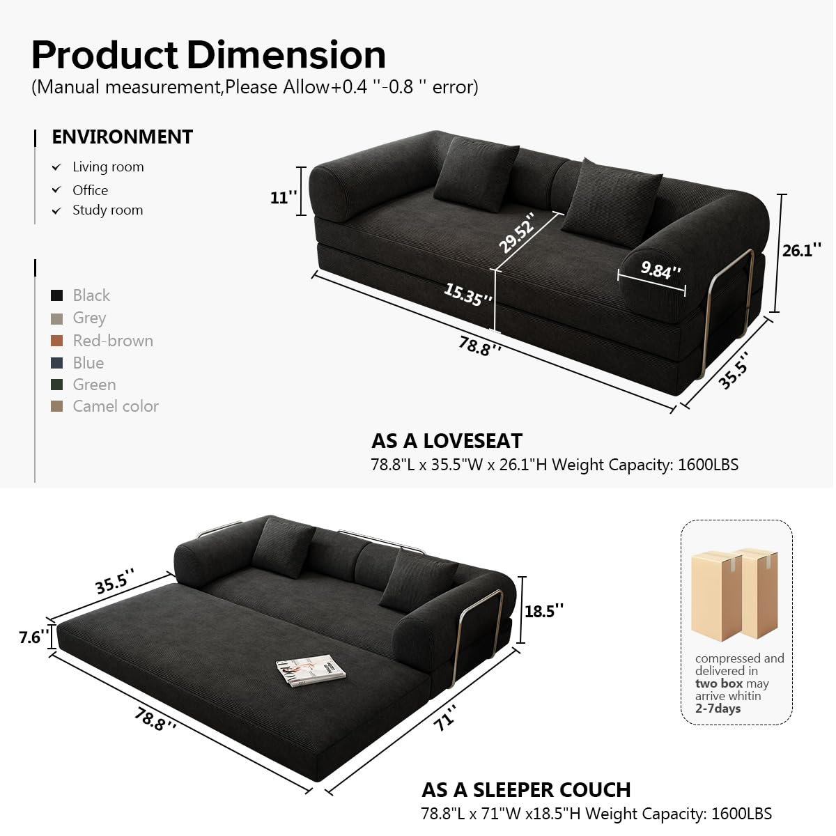 4-in-1 Convertible Sofa Bed