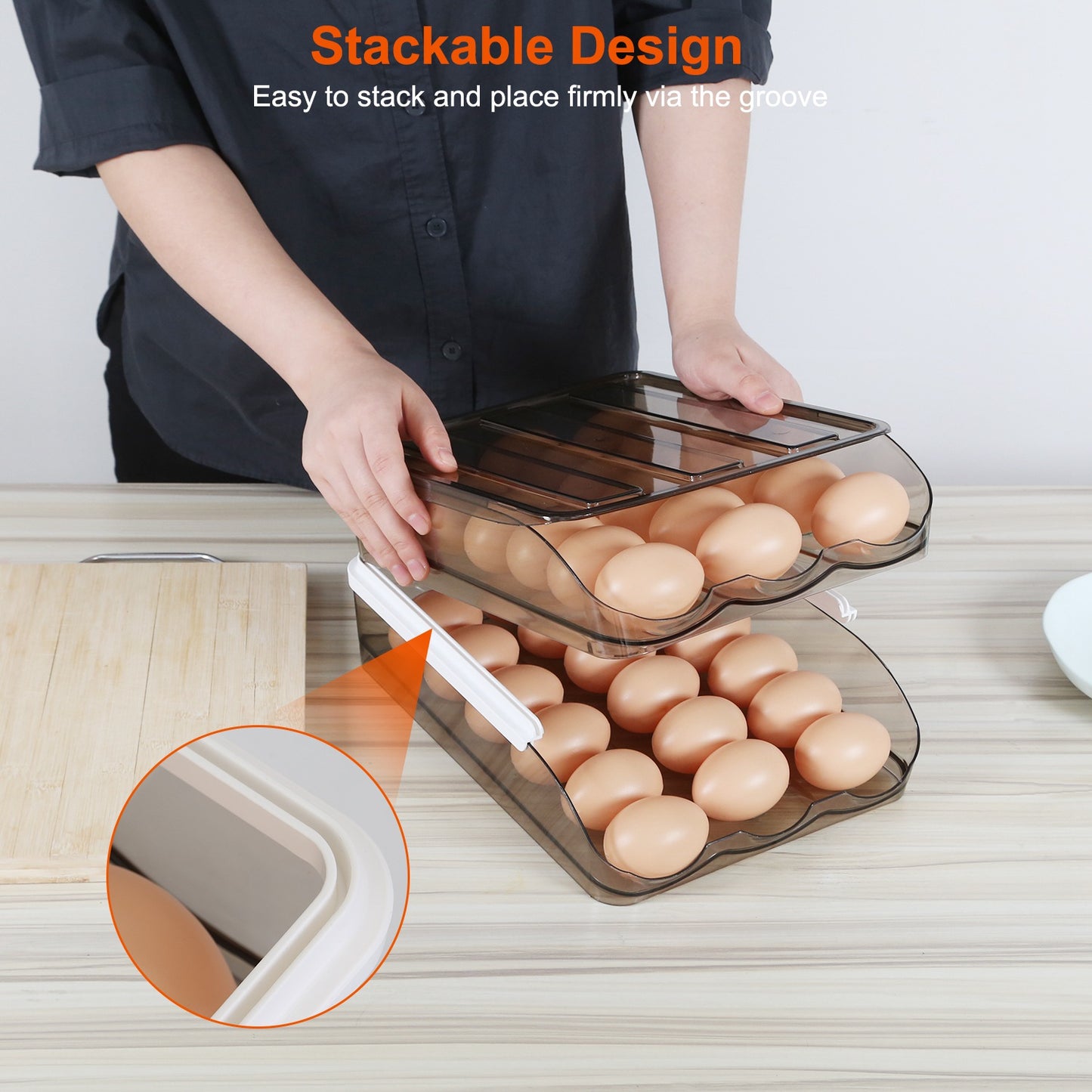 Automatic Rolling Egg Box Organizer Tray