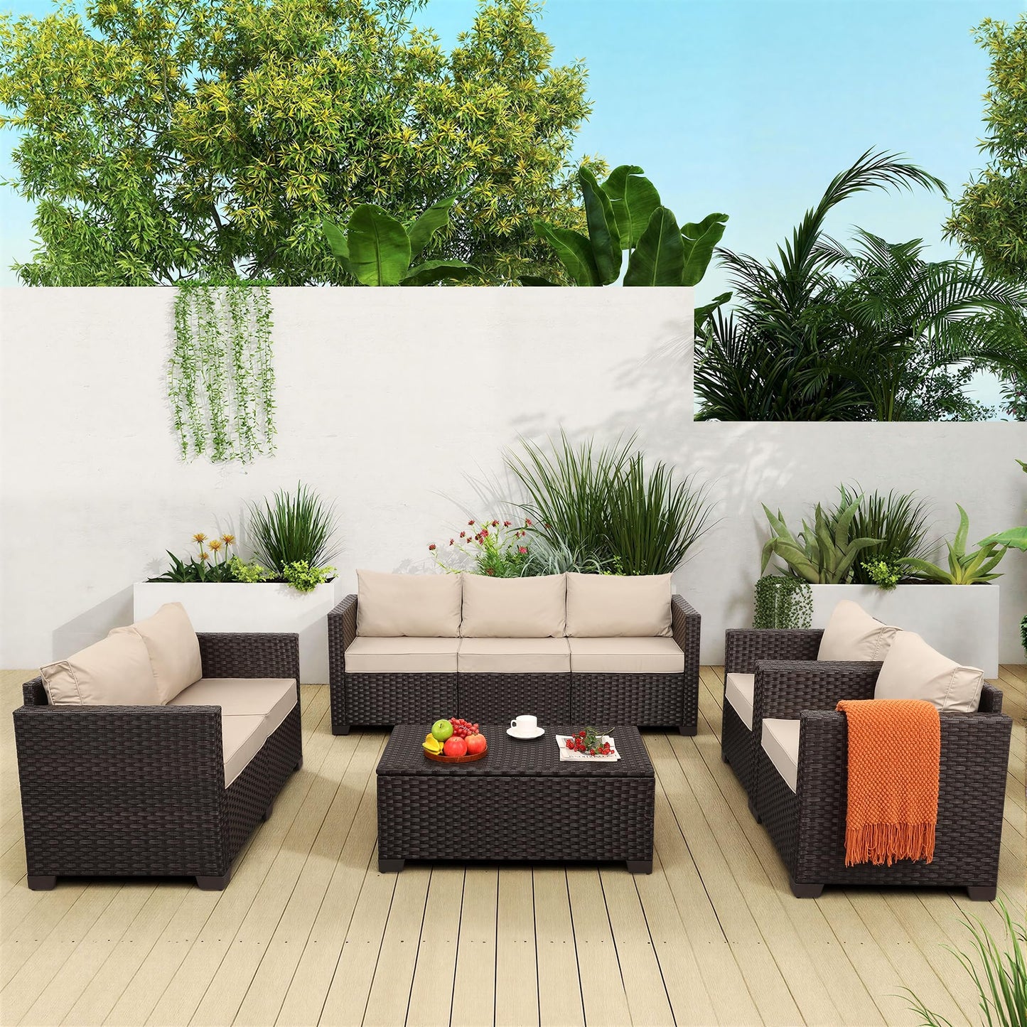 5Pc Coffee Outdoors Patio Set