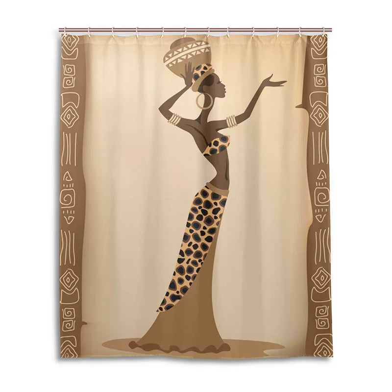 African Women Waterproof Shower Curtain