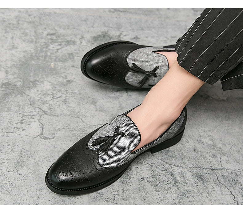 Men's shoes slip on summer breathable casual shoes British all-match leather shoes male Korean version teenagers with suit trendy shoes