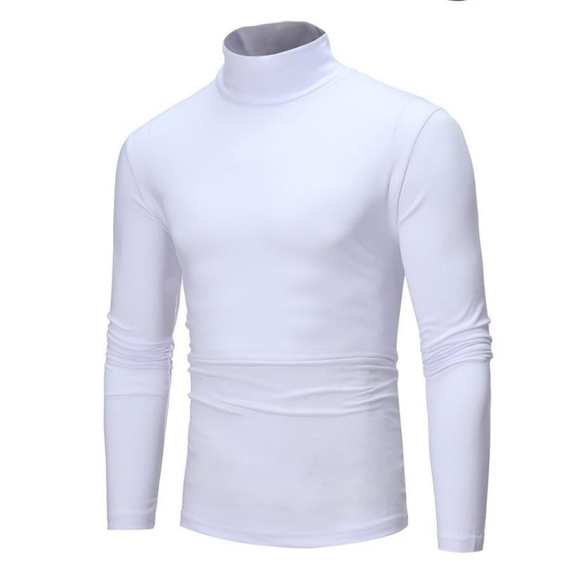 2022 casual quick-drying autumn and winter new youth men's high-necked thin section solid color slim fashion long-sleeved T-shirt