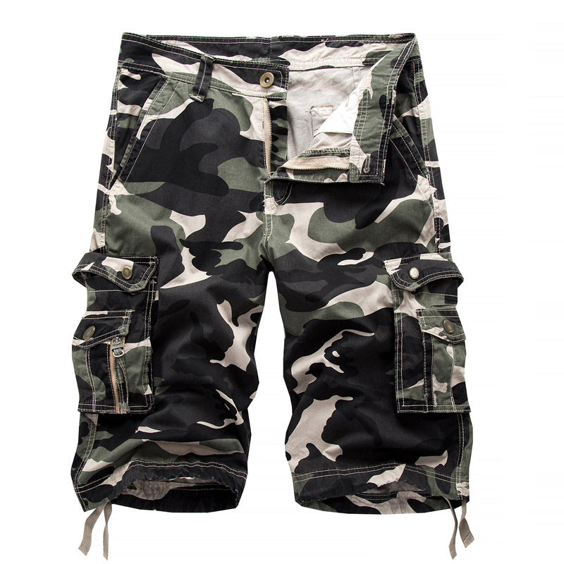 Foreign trade wholesale summer Amazon men's loose casual five-point overalls camouflage shorts multi-pocket pants A083