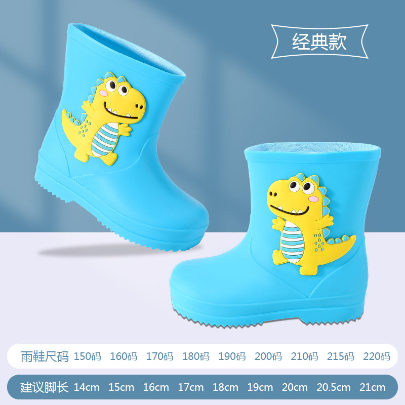 Children's rain boots kindergarten baby new style girls non-slip waterproof rain boots drawstring boy water shoes cartoon high