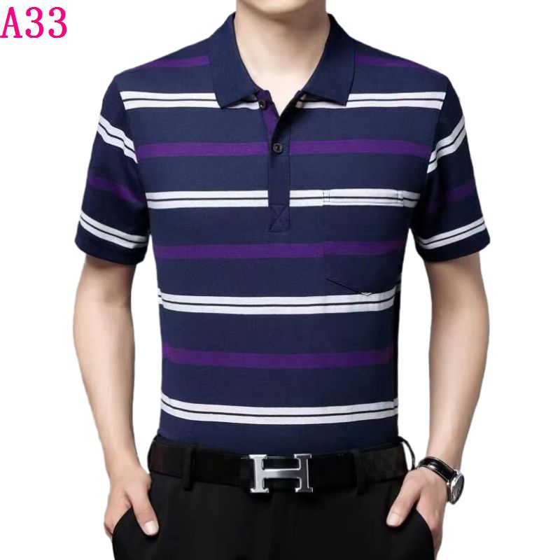 Real pocket summer men's short-sleeved T-shirt wholesale lapel loose middle-aged t-shirt casual trend dad outfit
