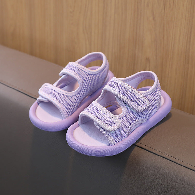 Korean children's sandals 2025 summer girls beach shoes baby soft bottom non-slip boys adjustable leisure sports trend
