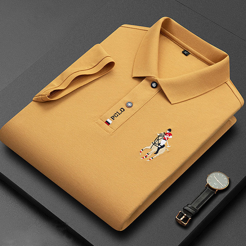2023 hot style POLO shirt men's business short-sleeved T-shirt new men's lapel loose large size half-sleeved factory direct sales