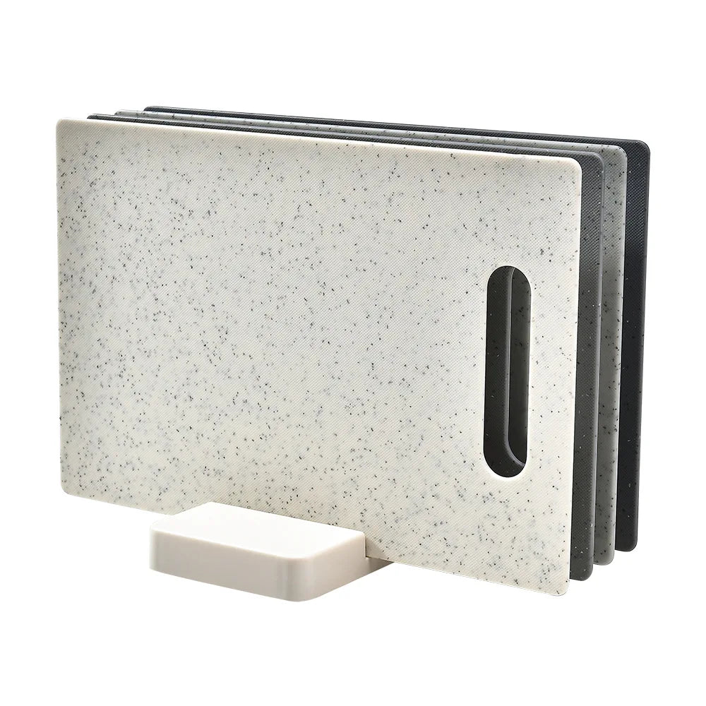 4 Pc Cutting Board Chopping Block Set With Stand Holder Storage