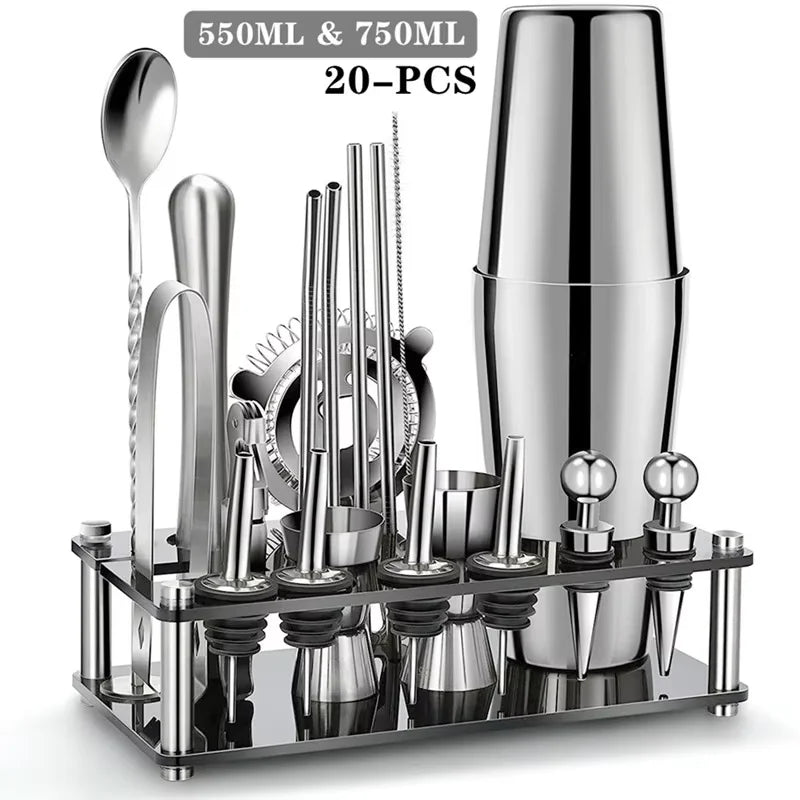 20-Piece Boston Cocktail Bartender Shaker Set