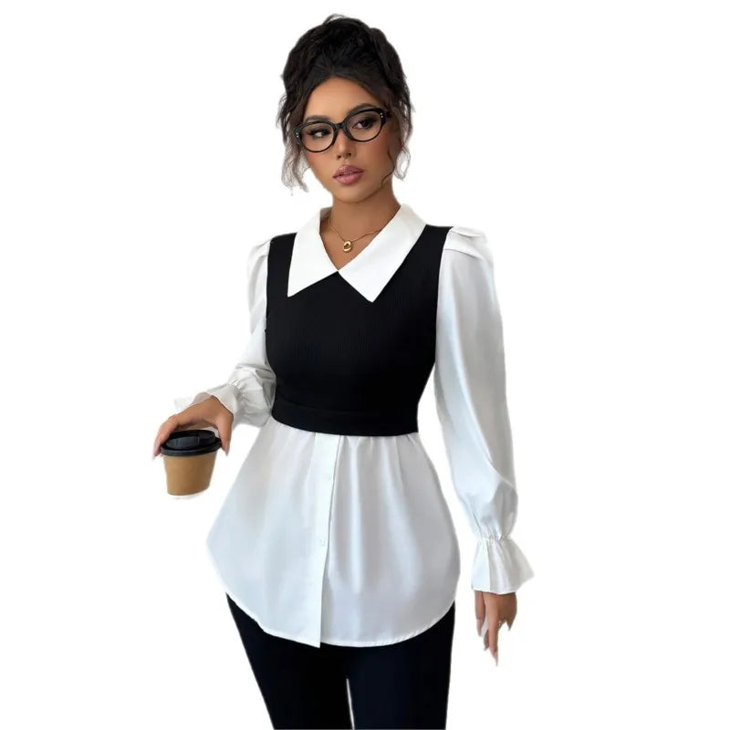 Women's Two-Piece Polo Collar Blouse