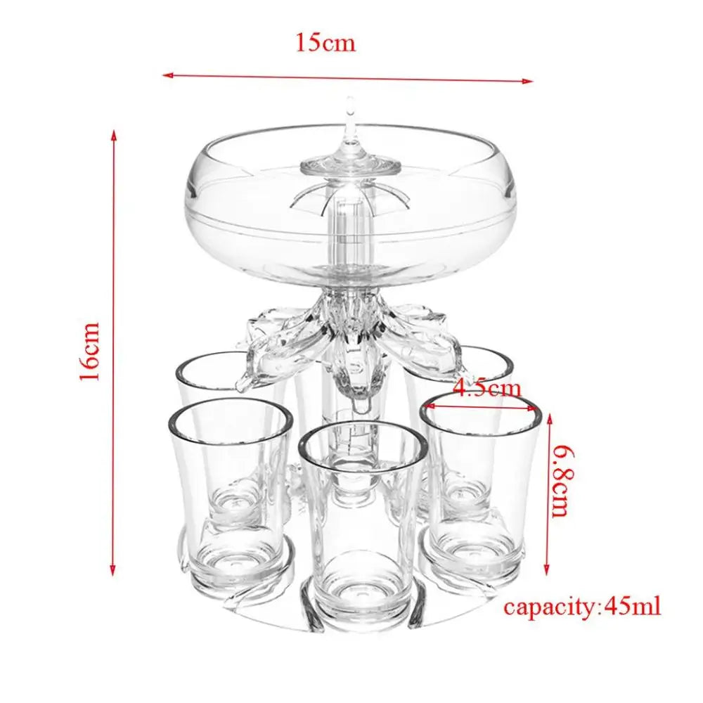 Wine Dispenser With 6 Shot Glasses