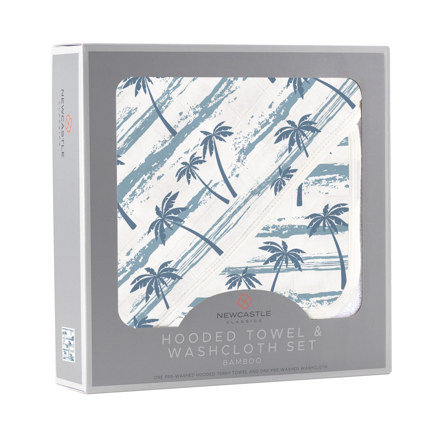 Ocean Palm Trees Hooded Towel and Washcloth Set
