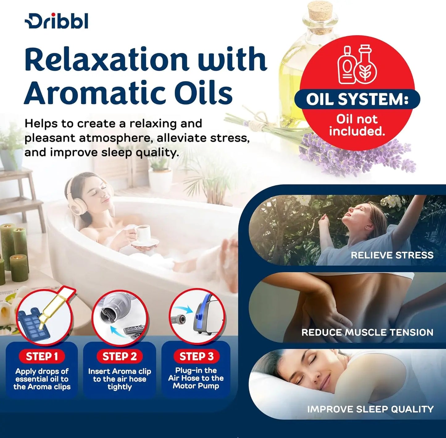 Electric Bubble Massage Bathtub Mat With Heater & Motorized Air Pump