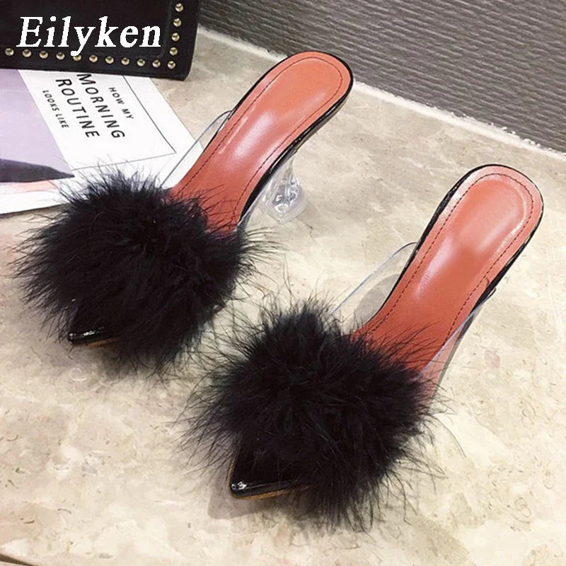 Women's Fashion Furry Slipper Heels