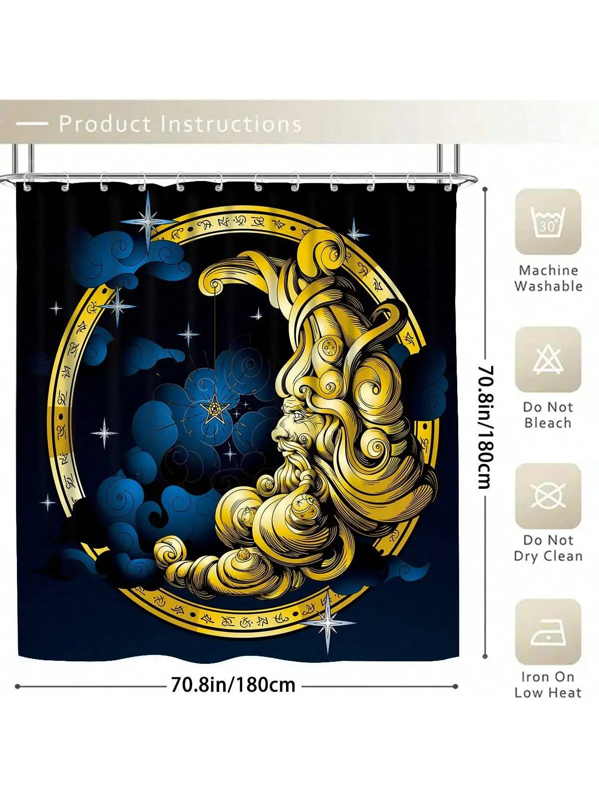 4pcs Moon Themed Bathroom Set With 12 Hooks