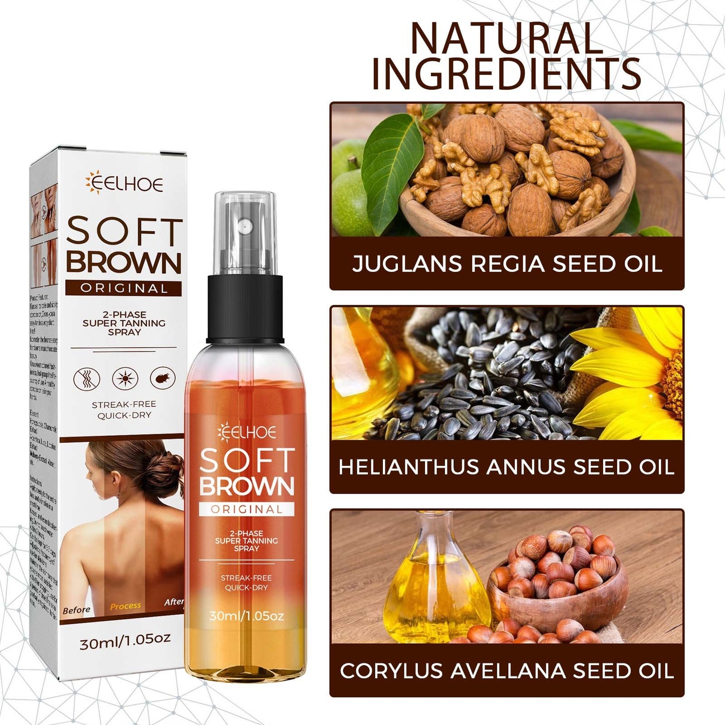 EELHOE TANNING AID SPRAY TANNING AID Natural Bronze Wheat Color Tanning Aid Spray