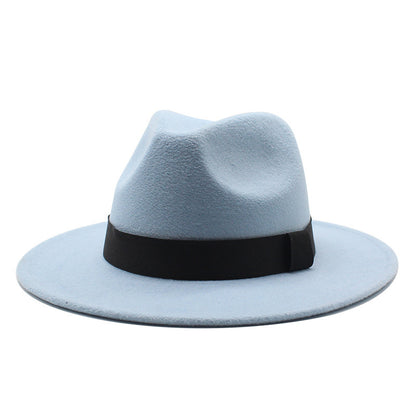 New Panama Flat Brim Fedora Hat Woolen Hat Men's And Women's Hats