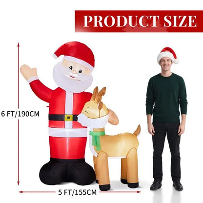6.3FT Lighted Christmas Inflatable Santa And Reindeer Decoration