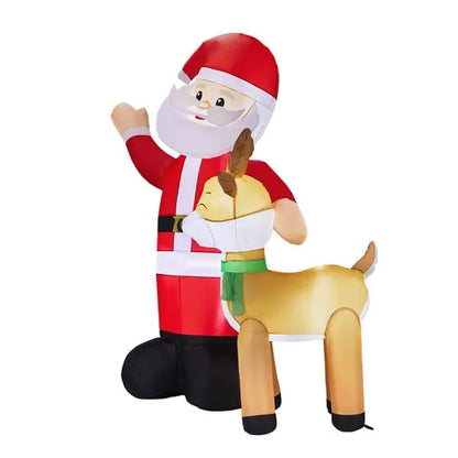6.3FT Lighted Christmas Inflatable Santa And Reindeer Decoration