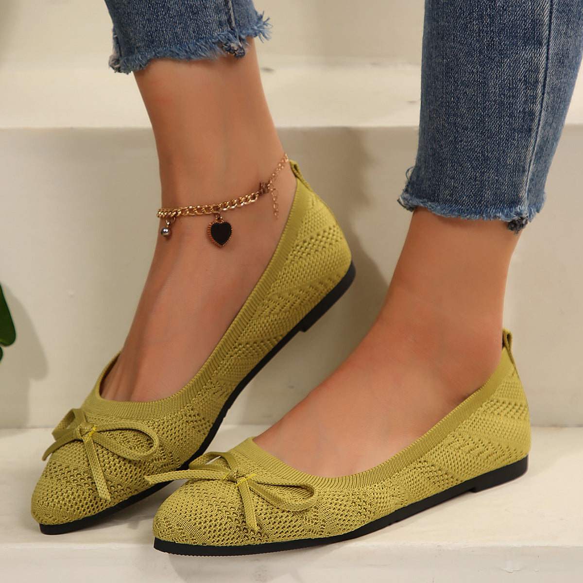 Women's Bow Knitted Loafers