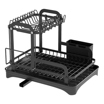 2-Tier Dish Drying Rack With Detachable Drainboard