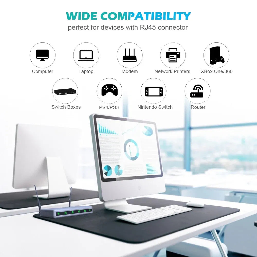 Cat 8 Ethernet RJ45 Cable Super Speed 40Gbps