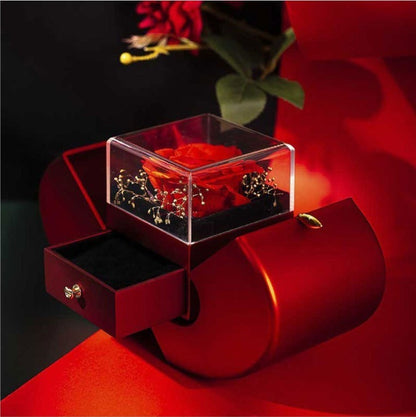 Red Fashion Jewelry Box With Rose And Pendant