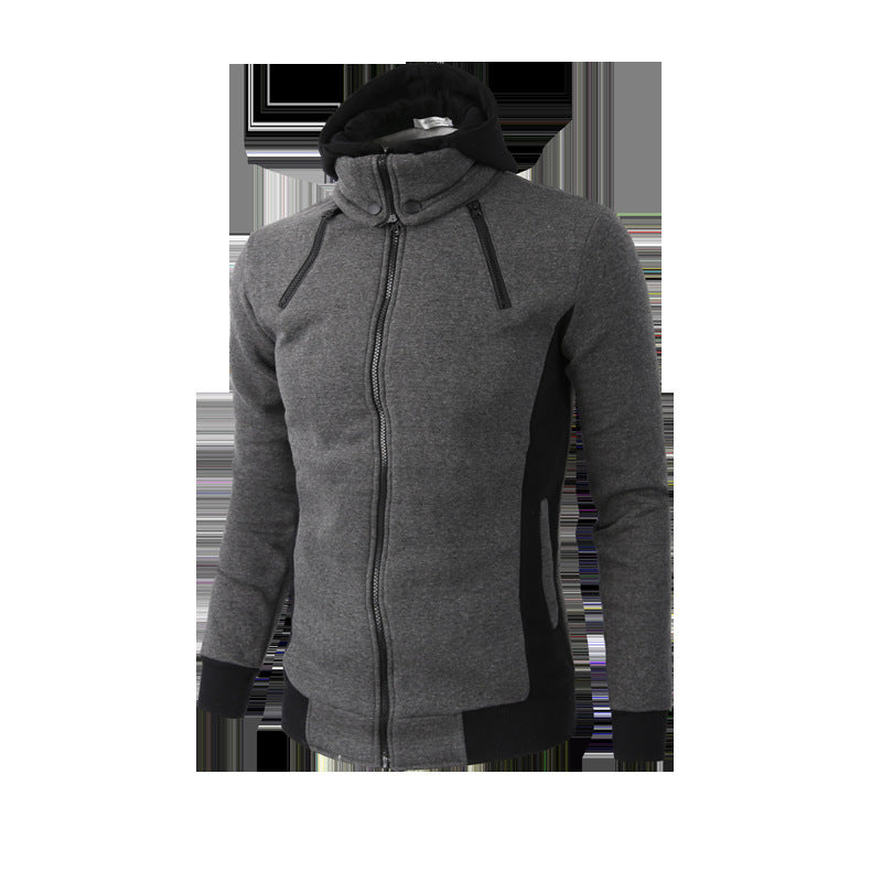 Foreign trade cross-border 2021 autumn and winter new fake two-piece color matching hooded thickened sweatshirt Korean version of slim-fitting tops and coats