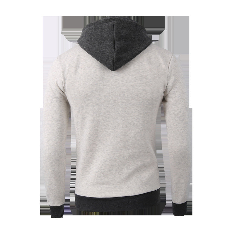 Foreign trade cross-border 2021 autumn and winter new fake two-piece color matching hooded thickened sweatshirt Korean version of slim-fitting tops and coats