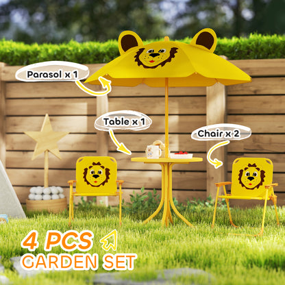 Kids Picnic Table And Chair Set With Foldable Chairs