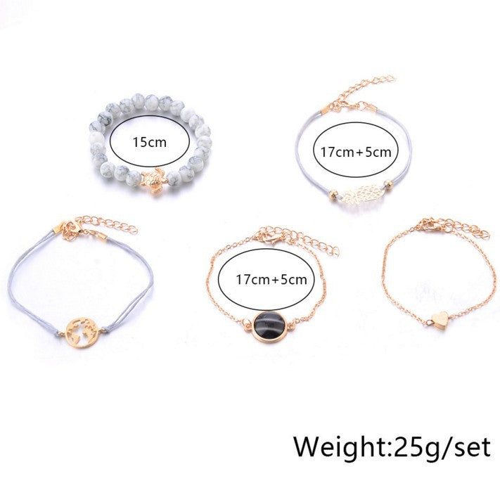 Braided bracelets European and American style pineapple love black beads map turtle green beads beaded rhinestone bracelet wholesale