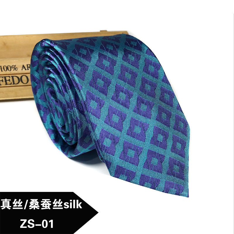New silk tie Mulberry silk men's 8cm dress business yarn-dyed jacquard factory spot wholesale logo