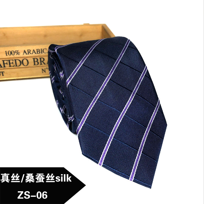 New silk tie Mulberry silk men's 8cm dress business yarn-dyed jacquard factory spot wholesale logo