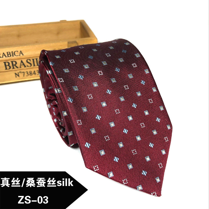 New silk tie Mulberry silk men's 8cm dress business yarn-dyed jacquard factory spot wholesale logo