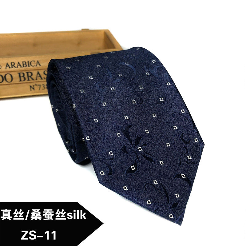 New silk tie Mulberry silk men's 8cm dress business yarn-dyed jacquard factory spot wholesale logo