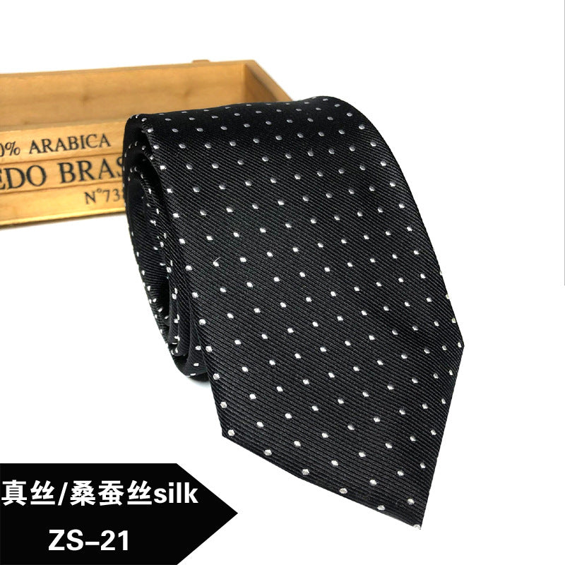 New silk tie Mulberry silk men's 8cm dress business yarn-dyed jacquard factory spot wholesale logo