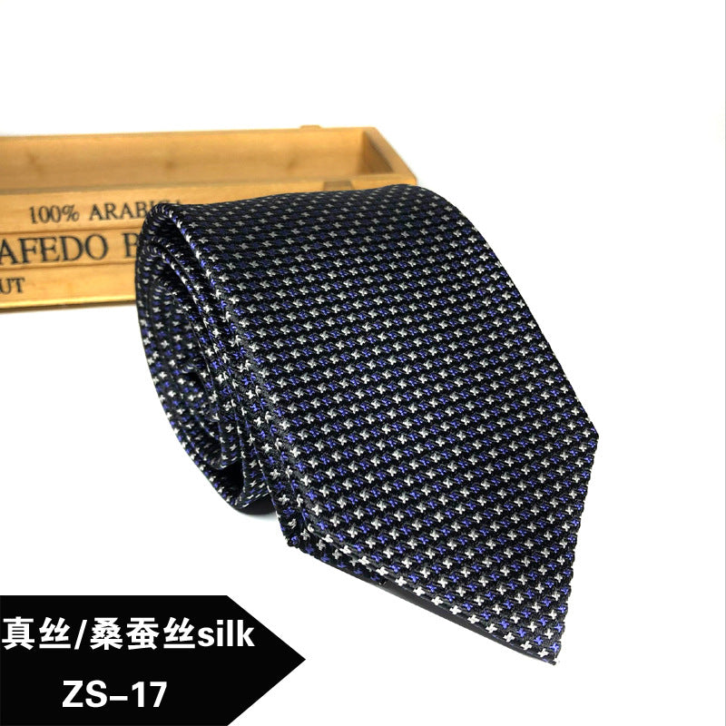 New silk tie Mulberry silk men's 8cm dress business yarn-dyed jacquard factory spot wholesale logo
