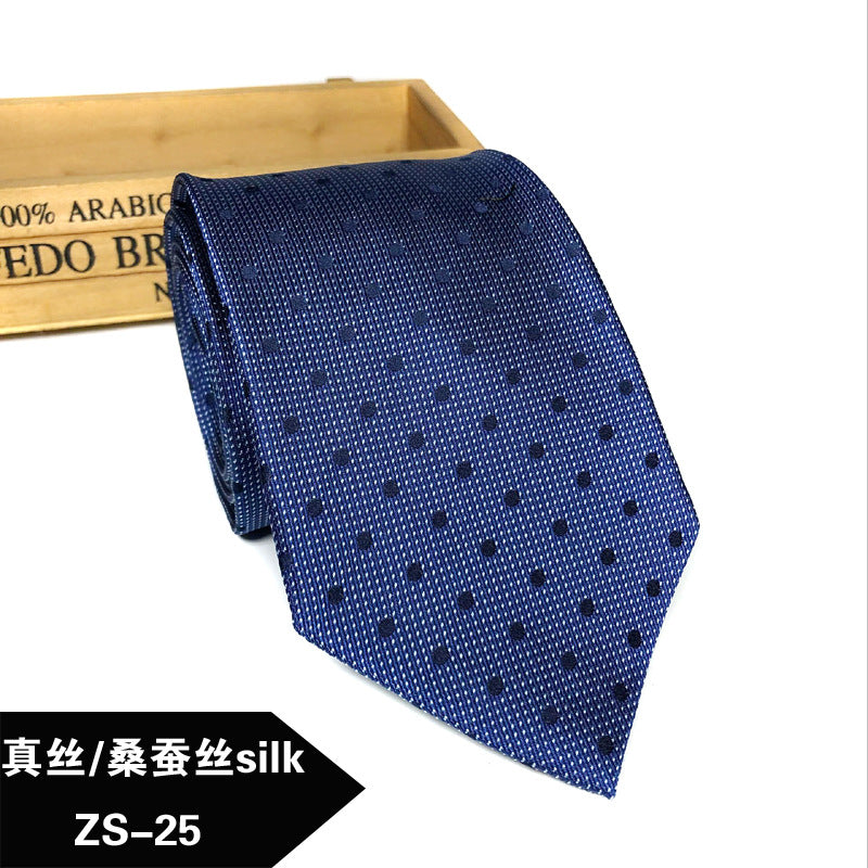 New silk tie Mulberry silk men's 8cm dress business yarn-dyed jacquard factory spot wholesale logo