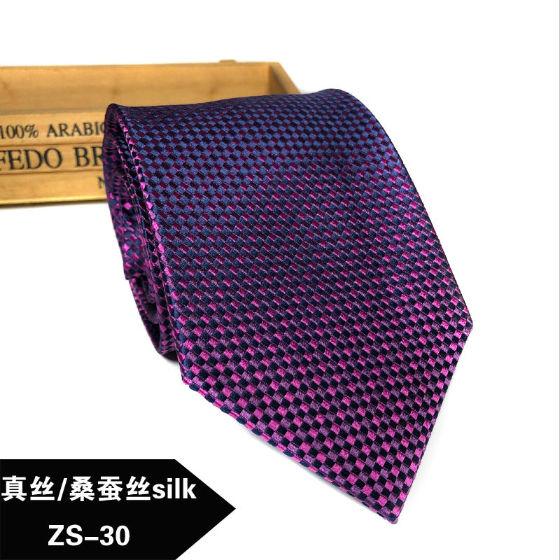 New silk tie Mulberry silk men's 8cm dress business yarn-dyed jacquard factory spot wholesale logo