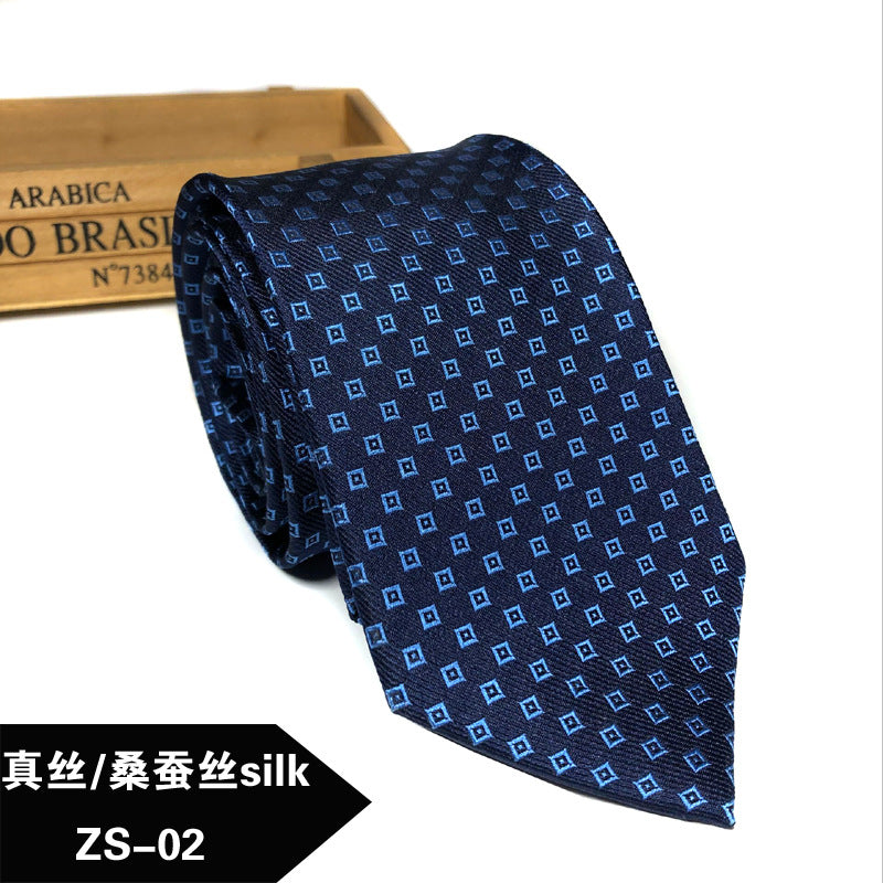 New silk tie Mulberry silk men's 8cm dress business yarn-dyed jacquard factory spot wholesale logo