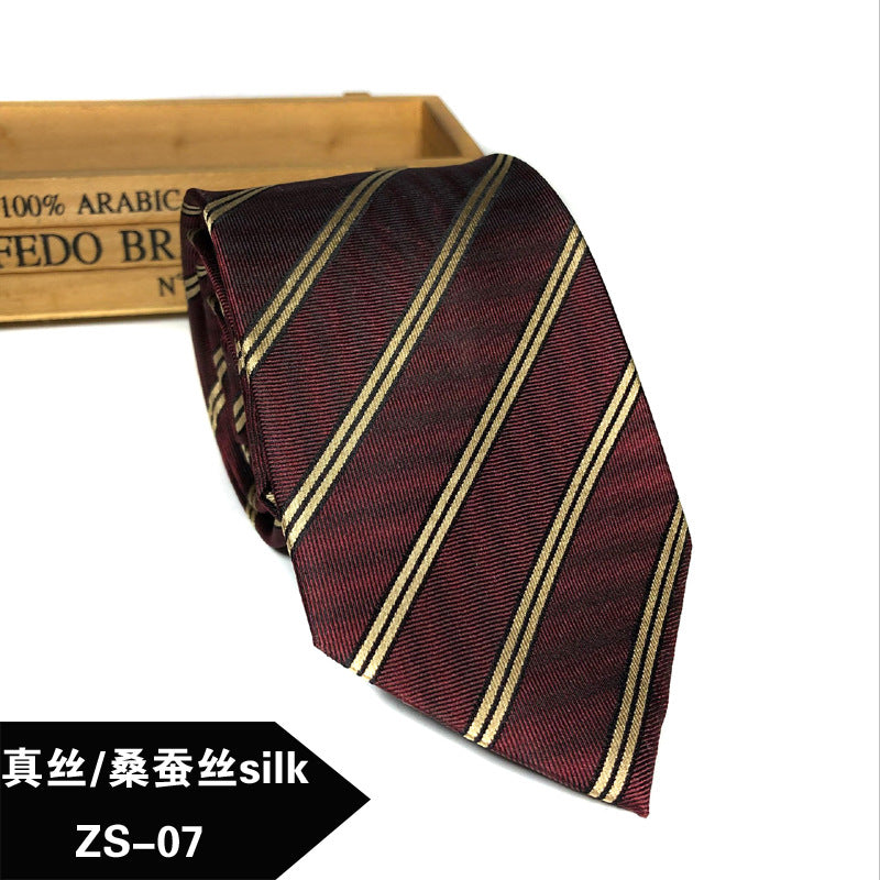 New silk tie Mulberry silk men's 8cm dress business yarn-dyed jacquard factory spot wholesale logo