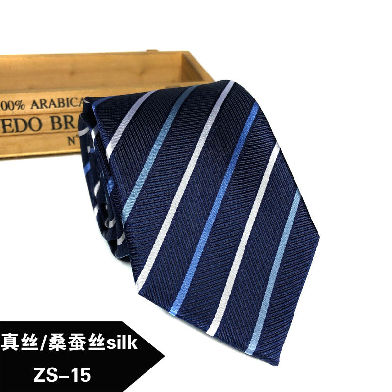 New silk tie Mulberry silk men's 8cm dress business yarn-dyed jacquard factory spot wholesale logo