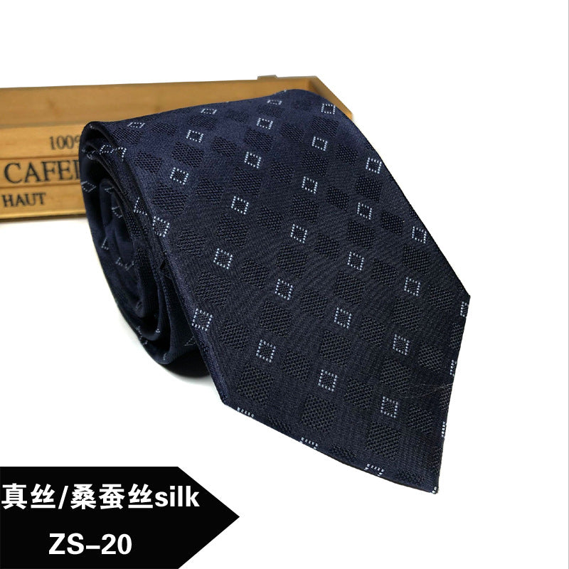 New silk tie Mulberry silk men's 8cm dress business yarn-dyed jacquard factory spot wholesale logo